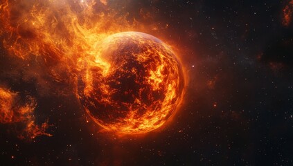 Burning planet in a cosmic inferno