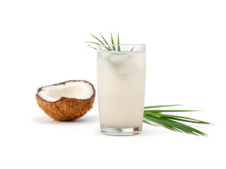 Coconut cocktail isolated on white background.