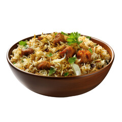 Chicken Biryani isolated on transparent background