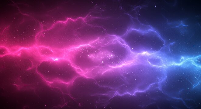 A purple and blue space with a purple and blue lightning bolt