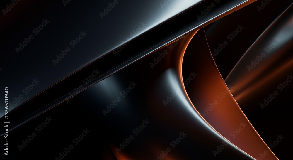 Poster a black and orange abstract image with a lot of curves and lines