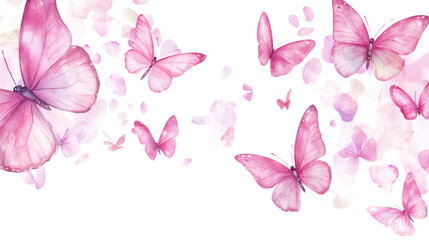 pink butterflies in watercolor style isolated on white background