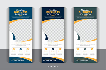 Creative exclusive unique layout Large size vertical display banner, Modern and stylish rollup banner design, modern creative rollup, unique pull up banner template design.
