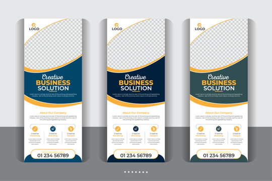 Creative modern unique layout Large size vertical display banner, Modern and stylish rollup banner design, luxury creative rollup, unique pull up banner template design.
