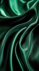 Obraz premium Wavy Emerald Green Fabric Showing Elegant Smoothness and Richness