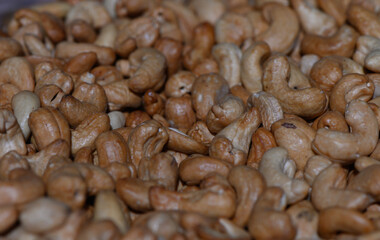 Cashews roasted to perfection at a local market in the heart of the countryside