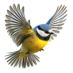 [Transparent Background PNG]Eurasian Blue Tit in Flight