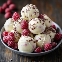 Decadent White Chocolate Raspberry Truffles Delight on a Plate Ready to be Enjoyed by All