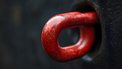 Red Metal Hook Close-up Industrial Design Texture and Detail