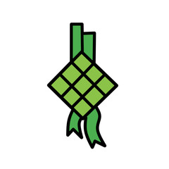 Ketupat Icon - Line Icon - Editable Vector : Suitable for Islamic Theme and Other Graphic Related Assets.