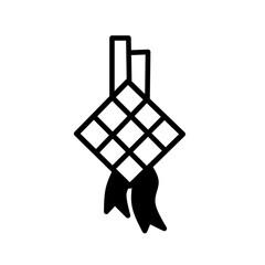 Ketupat Icon - Line Icon - Editable Vector : Suitable for Islamic Theme and Other Graphic Related Assets.