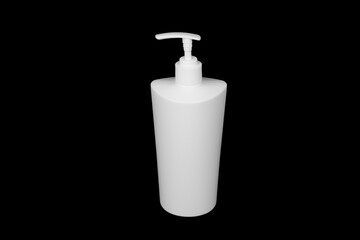 Plastic bottle for detergent cleaning agent isolated on black background. Plastic bottle isolated with clipping path. Empty space for text