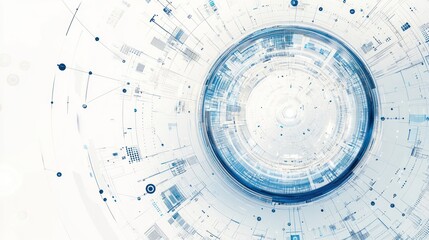 Abstract digital eye in white background, futuristic design, possible use for technology or science