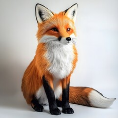 Obraz premium Highly detailed, photorealistic red fox sitting gracefully on a white background