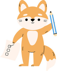 cartoon fox exam test animal activity in the school classroom