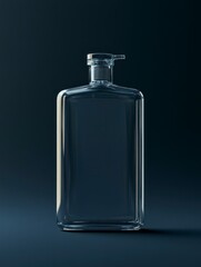 Empty Glass Bottle Container for Liquid on Dark Background Display