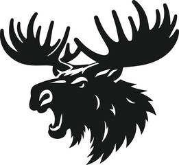 head of a angry moose wide antlers