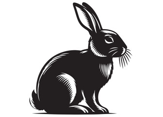 vector rabbit black silhouette icon design illustration, bunny black silhouette vector logo, easter bunny logo icon silhouette, easter rabbit silhouette vector isolated on white background.	
