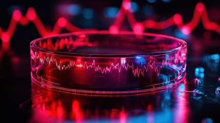 Modern Petri Dish With Data Visualization and Technological Overlay