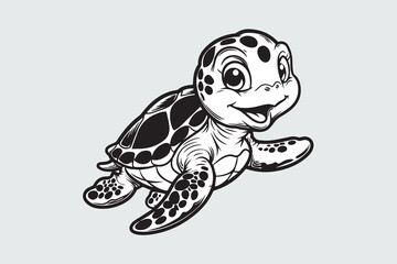Cute Baby Turtle A Playful Marine Friend vector