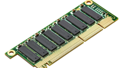 Ram memory module showing electronic components on transparent background