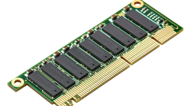 Ram memory module showing electronic components on transparent background