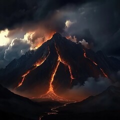 Fototapeta premium A massive explosion with thick smoke and fire, creating an intense visual effect