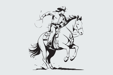 Cowboy in Action Riding Into the Wild vector