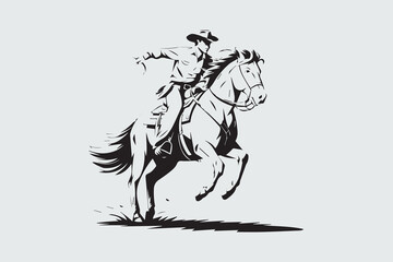 Cowboy in Action Riding Into the Wild vector