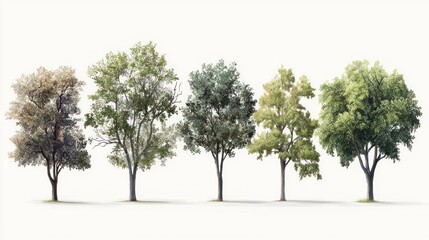 Fototapeta premium Five trees showing seasonal changes.