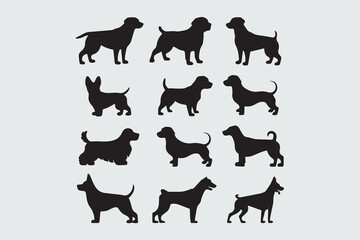 Dog Breeds Silhouettes Collection vector