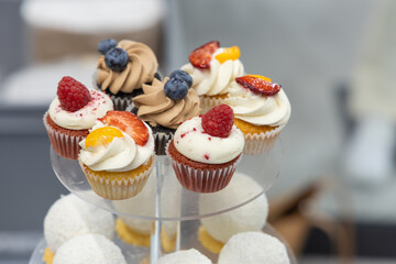 Wedding sweets prepared for the celebration. Confectionery products for sale