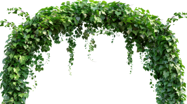 Ivy archway creating a natural green frame on transparent background