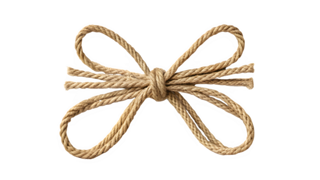 Jute Rope Bow for Eco-Friendly Packaging and Decoration (Transparent Background PNG)
