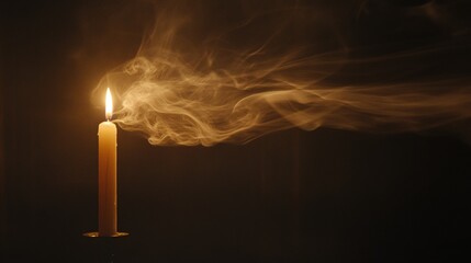 A gentle haze of smoke drifting from a candle in a quiet room.