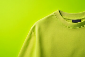A stylish t-shirt displayed on a bright lime green background with extra space for adding marketing text.