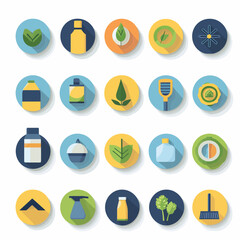 Flat design icons of household, organic, or cleaning supplies