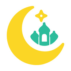 mosque, moon and star icon. Mosque icon