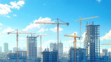 City Construction Site Under Sunny Sky