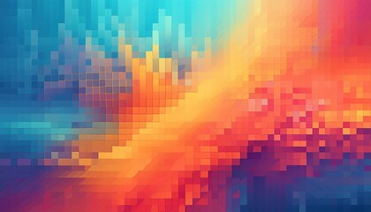 Abstract background featuring a soft, pixelated gradient of multiple vibrant, contrasting colors.

