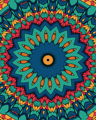 colorful mandala design featuring a symmetrical pattern of intricate details