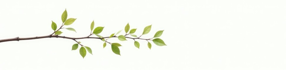 Naklejka premium Delicate branch with tiny leaves isolated on white background, isolated, organic, simple shapes