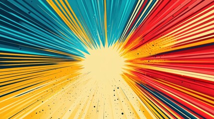 Fototapeta premium Abstract colorful burst, radiating lines, dynamic energy, bright explosion, vibrant speed.