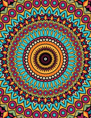 Mandala with Radiating Patterns in Warm and Cool Tones