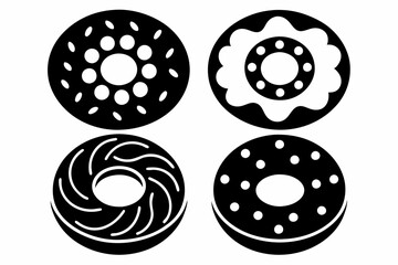 donut set line art silhouette vector illustration
