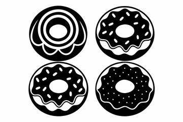 donut set line art silhouette vector illustration