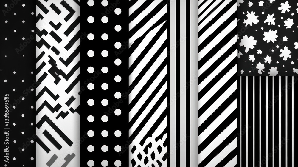 Aufkleber collection of black and white abstract patterns.