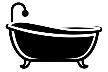 baby bathtub line art silhouette vector illustration