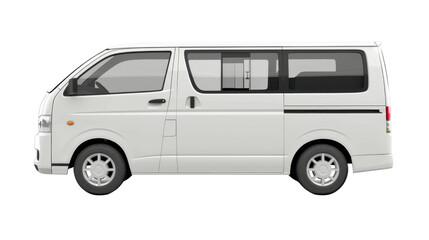 White commercial van isolated on transparent background with clipping path