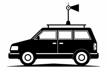 broadcasting car line art silhouette vector illustration